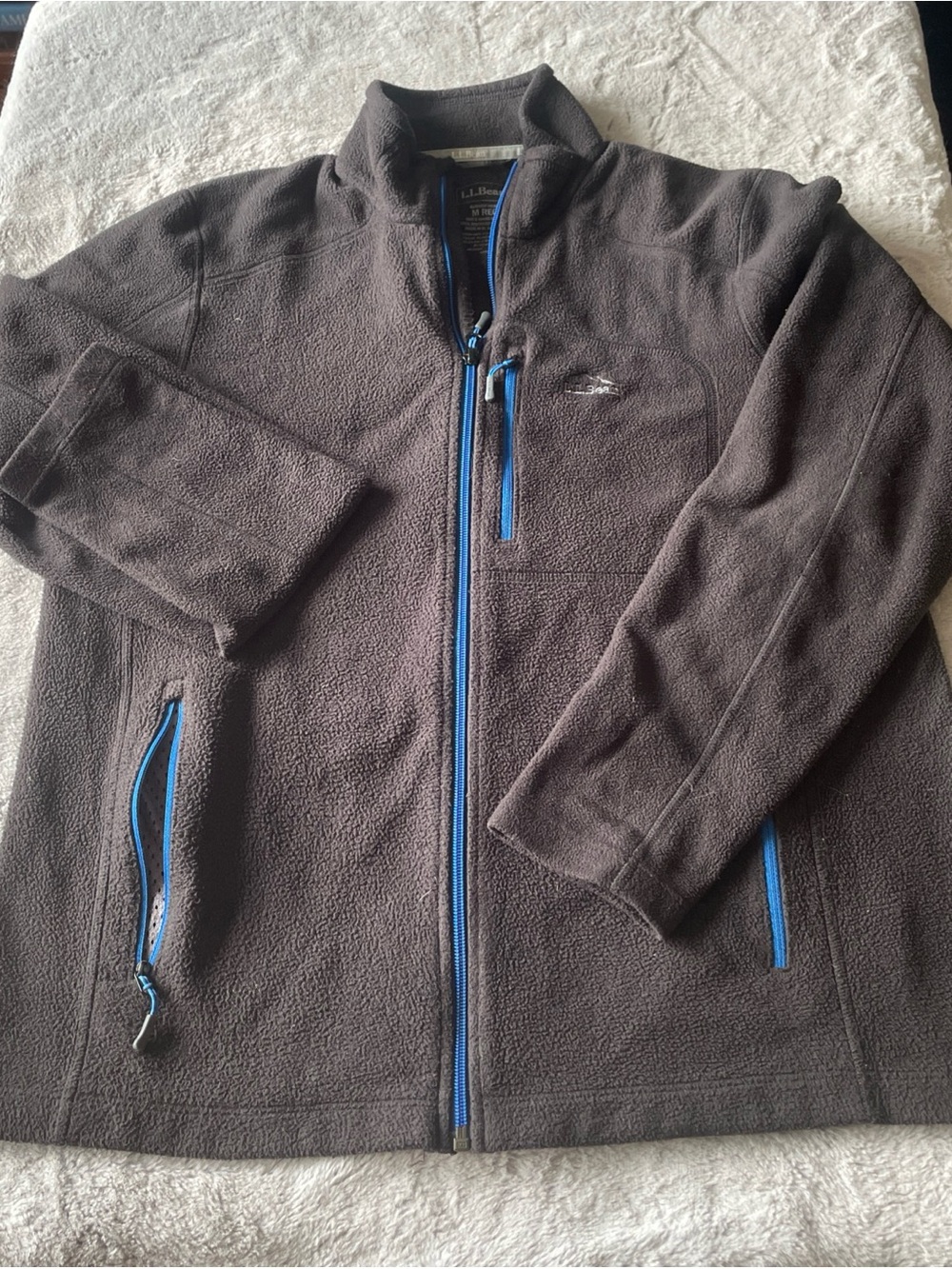 L.L. Bean Men’s Charcoal Fleece Jacket with Blue Accents